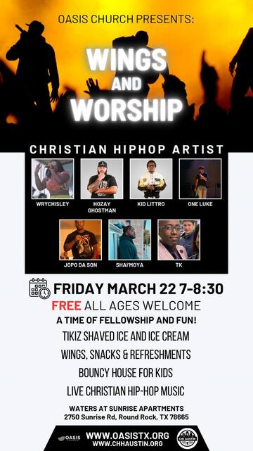 Event flyer: Wings and Worship